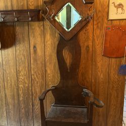 Antique Coat Hanger Chair w Storage Below Seat