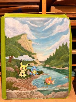 Hand Painted Toploader Card Binder Mimikyu, Squirtle and Magicarp