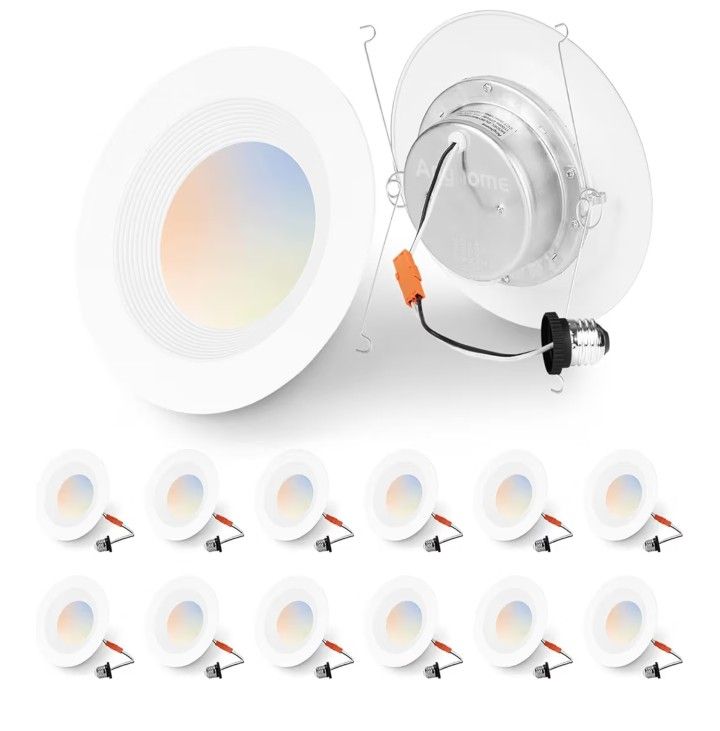 12 Pack 5/6 Inch Retrofit LED Recessed Lighting 5CCT, 11W 1100LM, Selectable 2700K-5000K Dimmable, LED Can Lights Retrofit Recessed Lighting 6 Inch fo