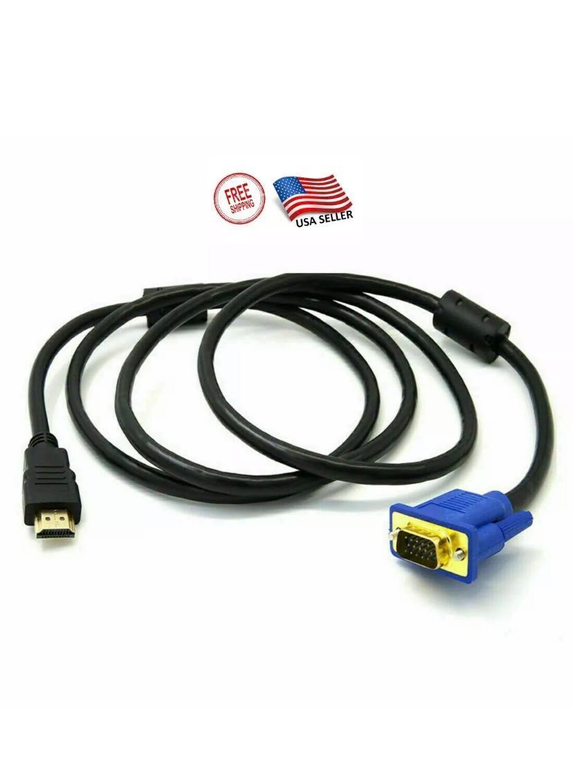 HDMI Male to VGA Male Video Converter Adapter Cable for PC DVD 1080p HDTV 6FT