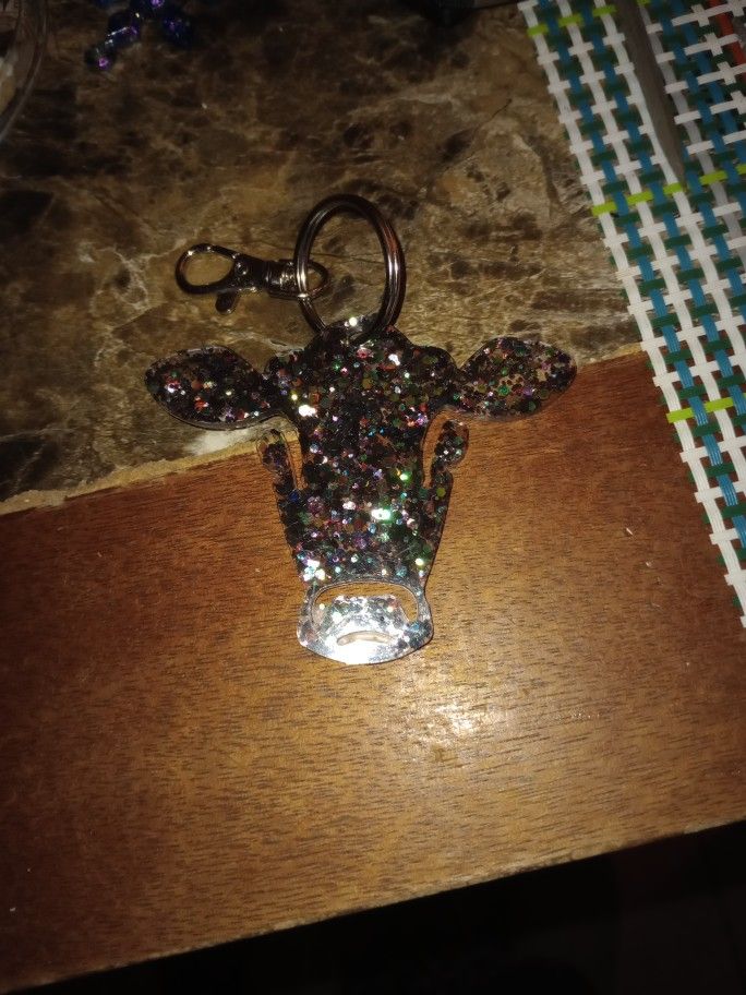 Hand Crafted Resin Cow Key Chain