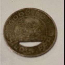 Seattle Transit System "Good For Child's Fare" Brass Token -- 21mm w/ Pine Trees