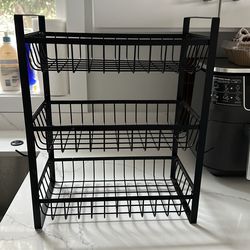 Black Mattel 3 tier shelf with hangers