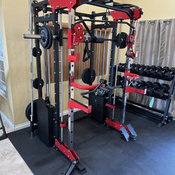 Smith Machine 200 | Adjustable Bench | 245lb Cast Iron Olympic Weights | 7ft Olympic Bar | Fitness | Gym Equipment | FREE DELIVERY/INSTALLATION 🚚 🛠️