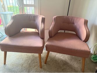 Mid-Century Modern Style Mauve Accent Chairs (pair)
