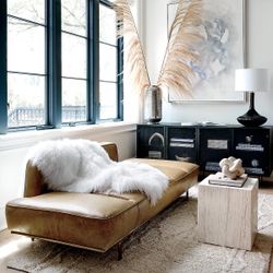 CB2 Travertine Side Table