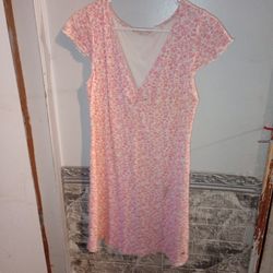 Pink Floral Cap Sleeve Mini Dress