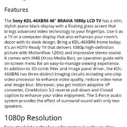 Sony Bravia 46" 1080p TV