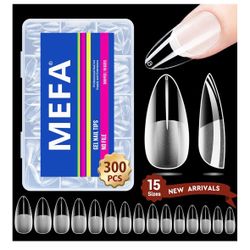 15 Sizes Medium Almond Nail Tips 