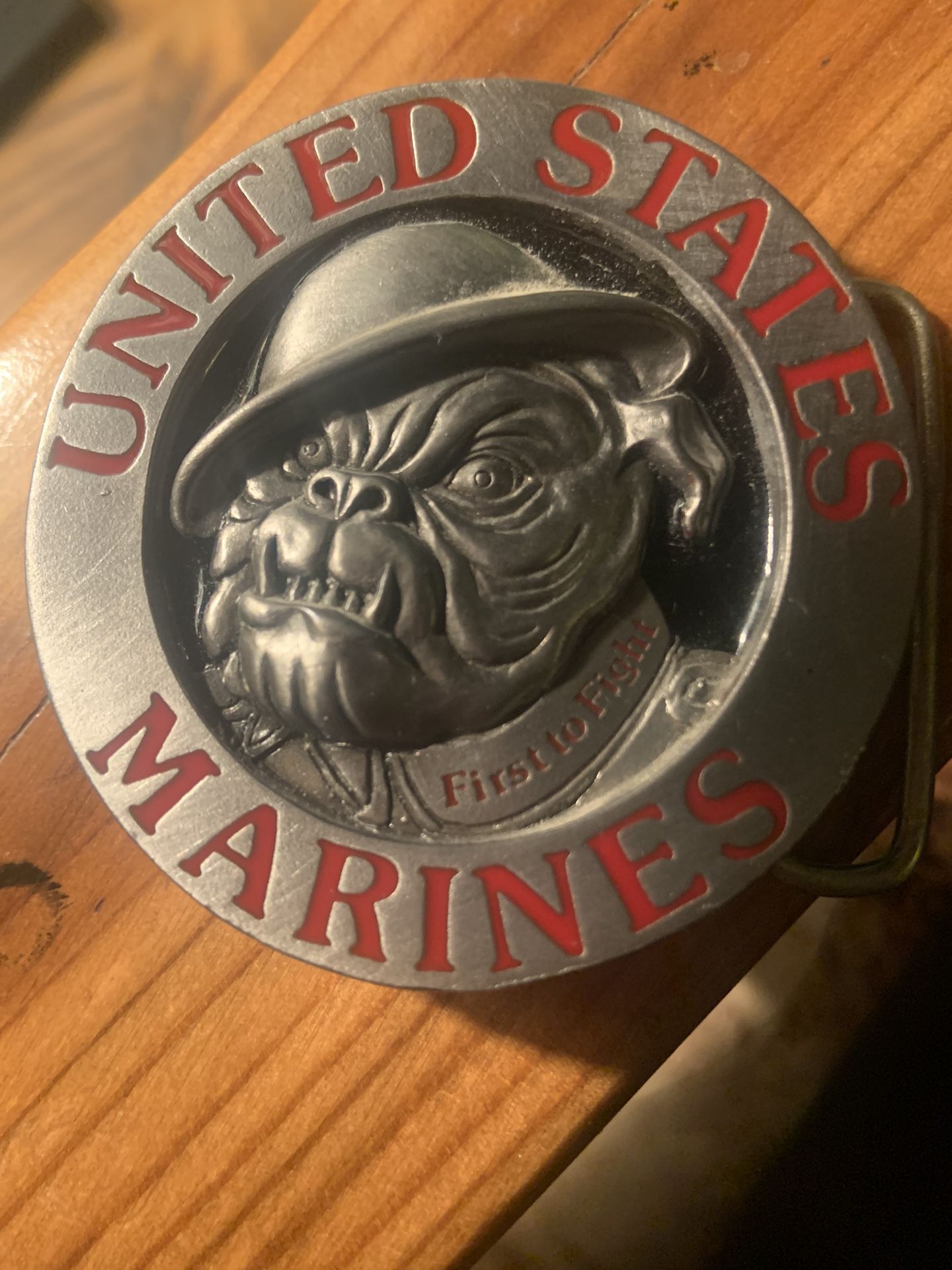 Belt Buckle. Military USMC Round Buckle Bulldog Logo