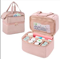 Pink Quilted Medicine Travel Bag