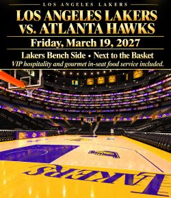 Courtside seats for Los Angeles Lakers vs. Atlanta Hawks on March 19, 2027