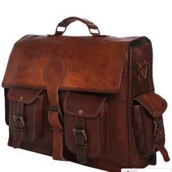 Soft Leather Brown Briefcase For Men Or Women