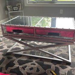 Mirrored Coffee Table With Drawers 