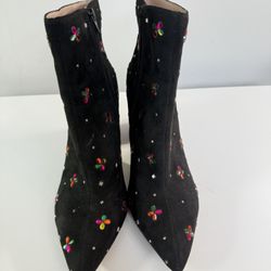 Betsey Johnson Joise Rhinestone Embellished Booties Black Multi, Women’s Size 11