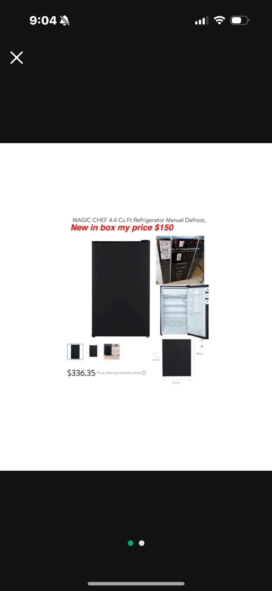 New MAGIC CHEF 4.4 Cu Ft Refrigerator Manual Defrost, E-Star $150 cash only East Palmdale