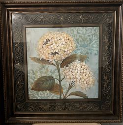 Framed Floral Artwork- 28 1/2” W x  29” H