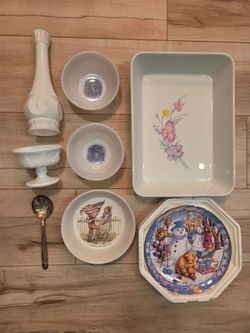Grandmacore Vintage Lot: $28 or $5 for each item. Milk Glass, Hobby Lobby, Casserole Dish & More
