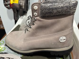 Timberland Lace-Up Boot Gray Knit Collar Size 14