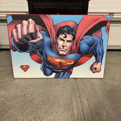 Superman Fly Poster Print on wood frame