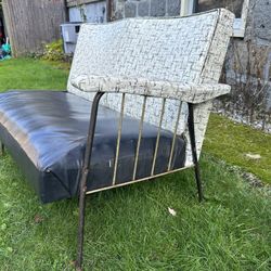 vintage mcm lack metal love seat by Viko