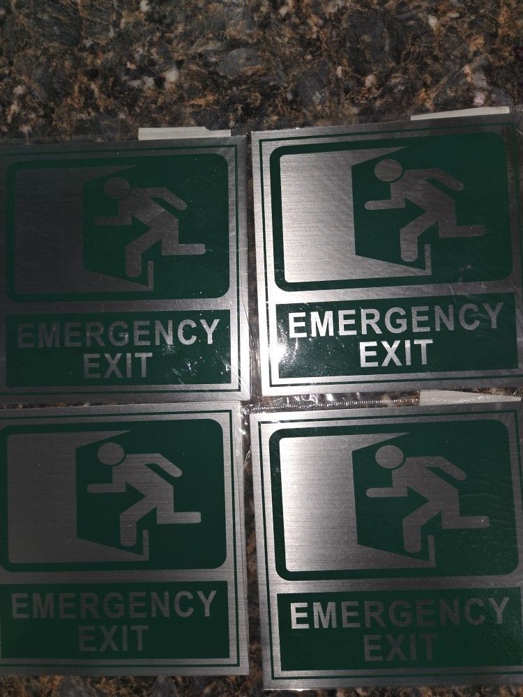 Signs Emergency Exit 4 Pack Self Adhesive