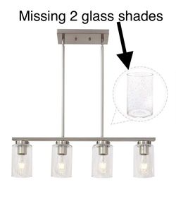 TODOLUZ 4-Lights Island Ceiling Pendant Light Hanging with Seeded Glass Brushed Nickel Finished Adjustable Height Hanging Fixture Farmhouse