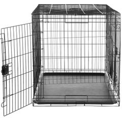 Foldable Dog Crate w/tray Double Doors