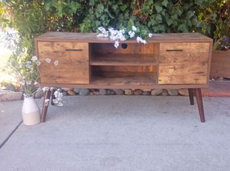 Mid-Century Modern Wood TV Stand Console