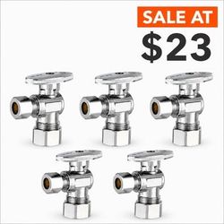 $23 (5-pack)1/2" Comp x 3/8" Comp 1/4-Turn Angle Valve