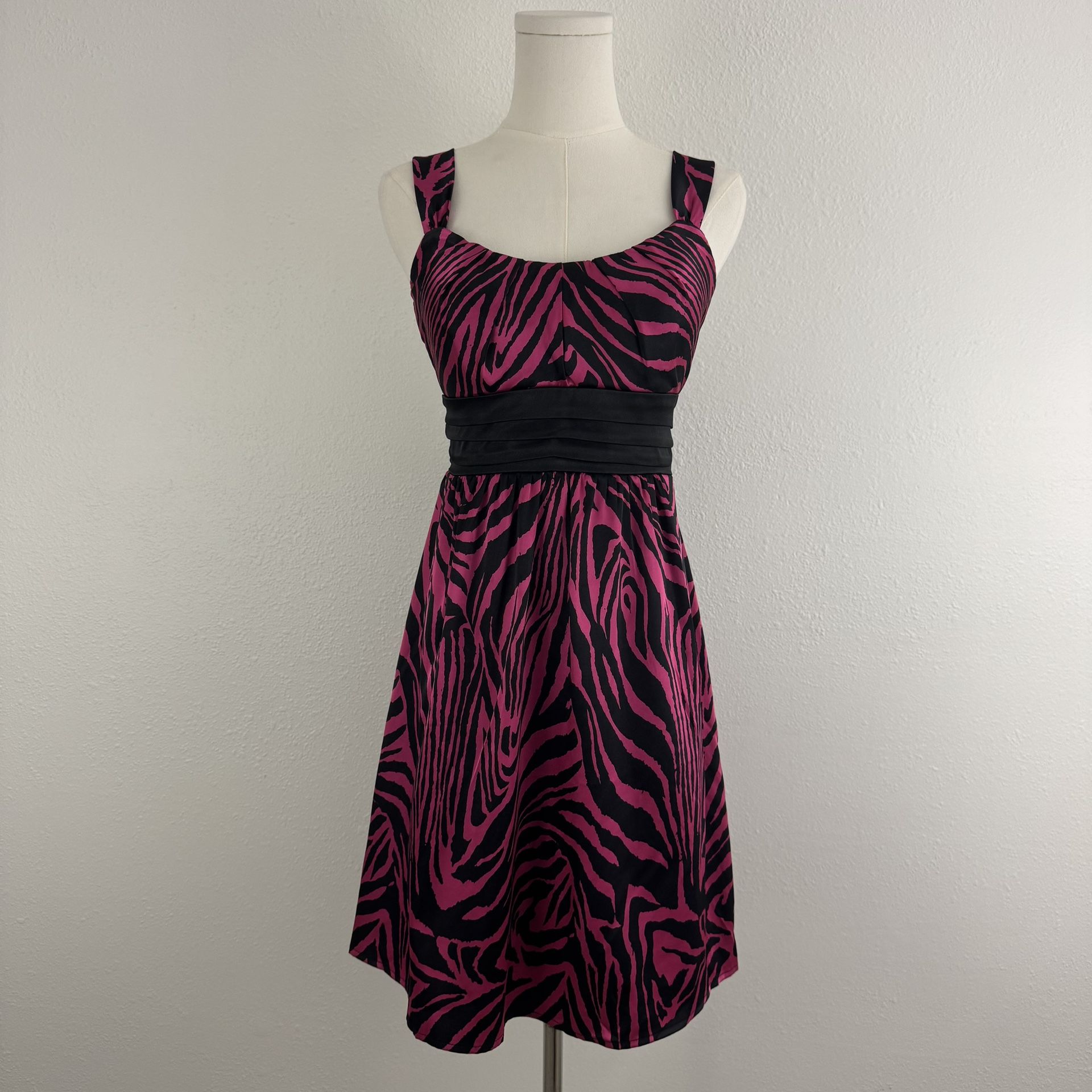 TABOO Vintage Y2K Hot Pink Black Zebra Snooki Bimbo Homecoming Short Dress