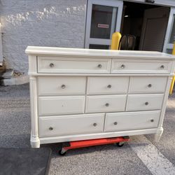 White Wooden Bedroom Dresser. Headboard And Footboard 
