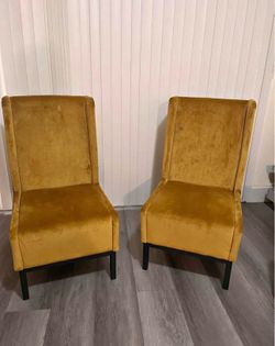 Yellow mustard accent dining chairs PAIR