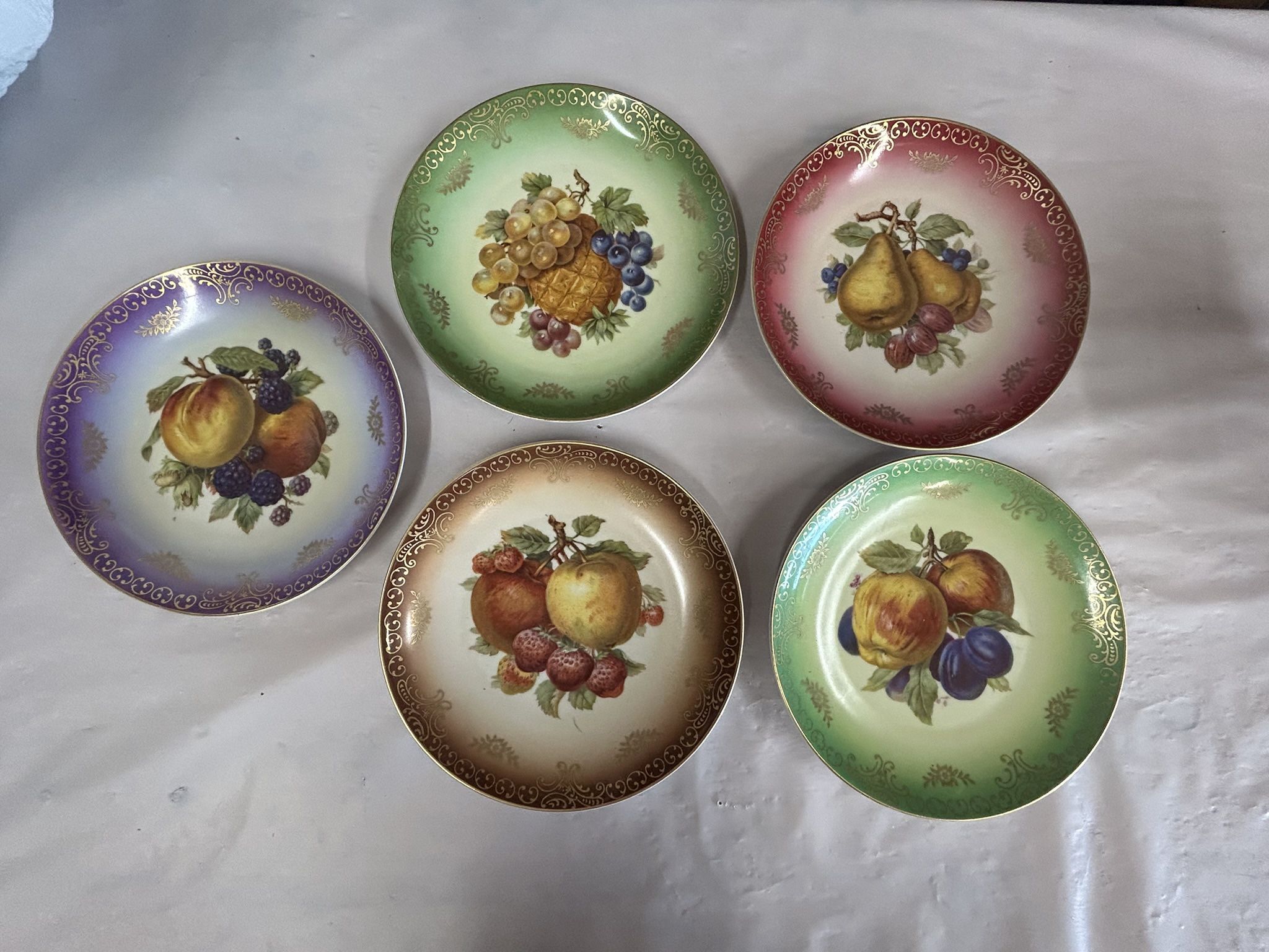 Vintage Set Of 5 Mitterteich Bavaria,Germany Fruit Plates/1950