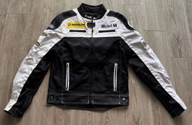 BILT Motorcycle Jacket Mens M Black White Racing Mesh Armor Padded Zip