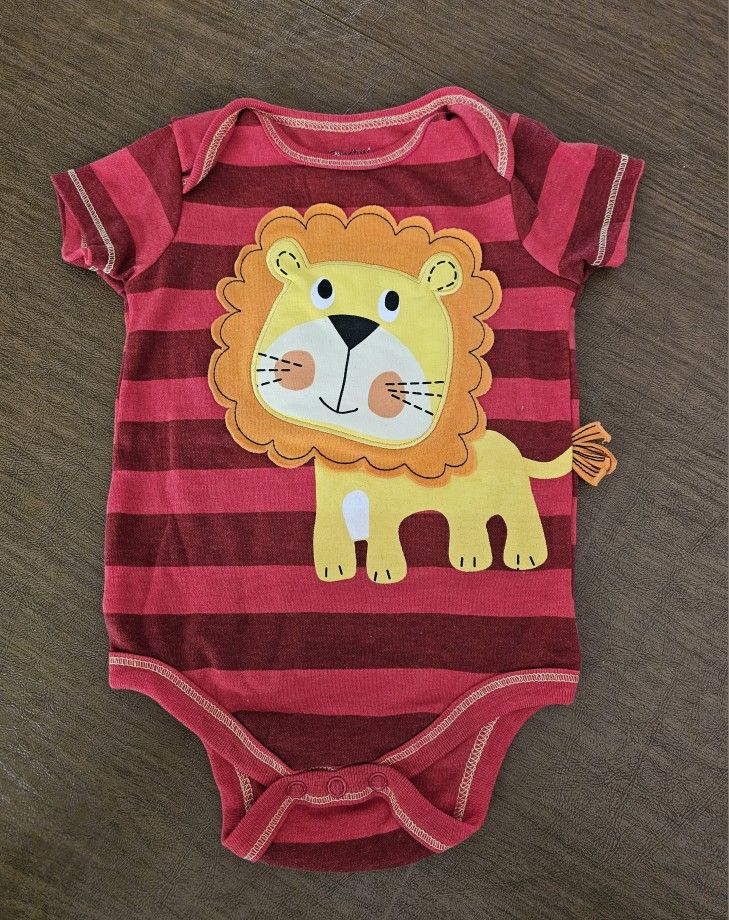 Funstuff Baby Boys Girls Short Sleeve Bodysuit Lion Theme 12m