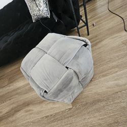 Modern Square Woven Upholstered Velvet Cube Footstool Ottoman