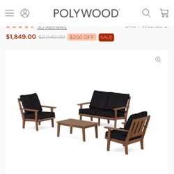 Polywood Oxford 4-Piece Deep Seating Set with Loveseat