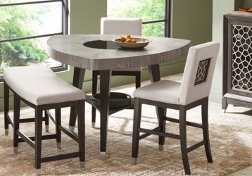 Counter Height Dining Table Set with Chairs and Bench