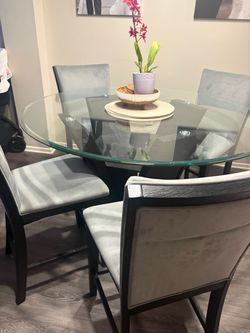 Round Glass Dining Table with 4 Chairs