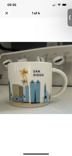 Starbucks You Are Here Collection San Diego Mug 2014 White Blue Yellow Original