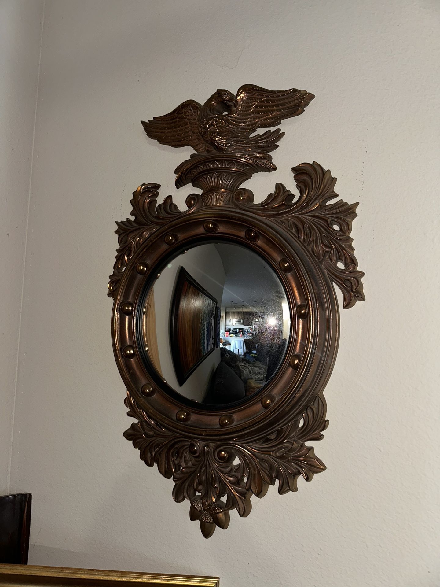 Antique Turner Co. Federal Eagle Fish Eye Mirror