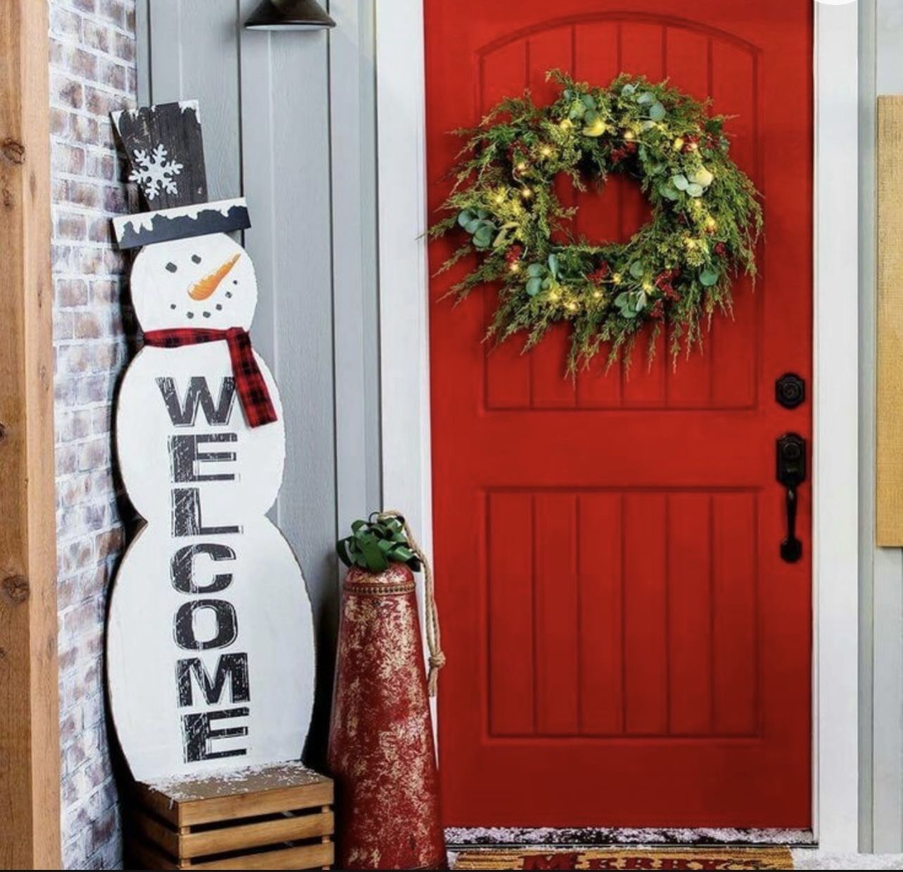 Snowman Winter Holiday Door Greeter Sign