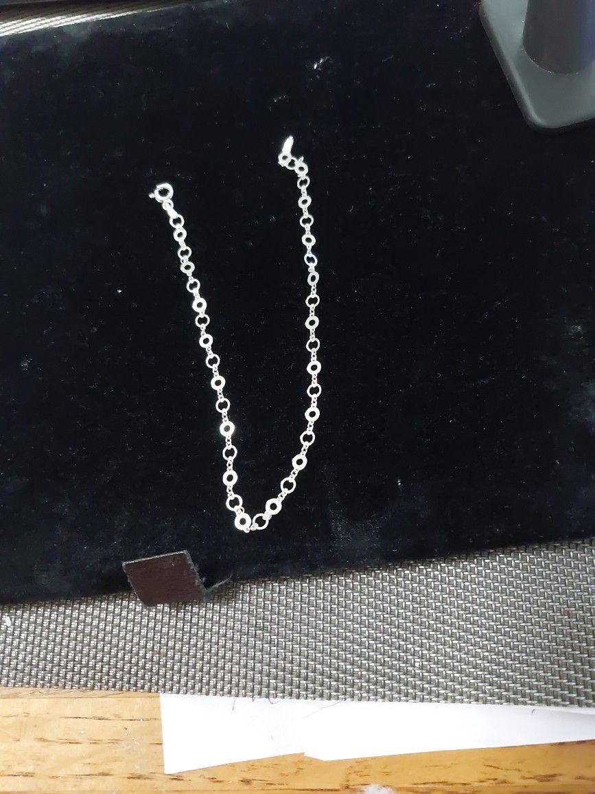 Sterling Silver Italian Rolo With Round Disc Anklet 10" 4mm