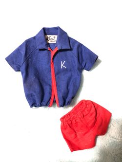 Barbie Ken Vintage Blue Swim Jacket and Red Swim Trunks