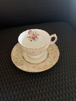 Vintage Cauldon English Bone China Teacup & Saucer #9554 Floral Chintz