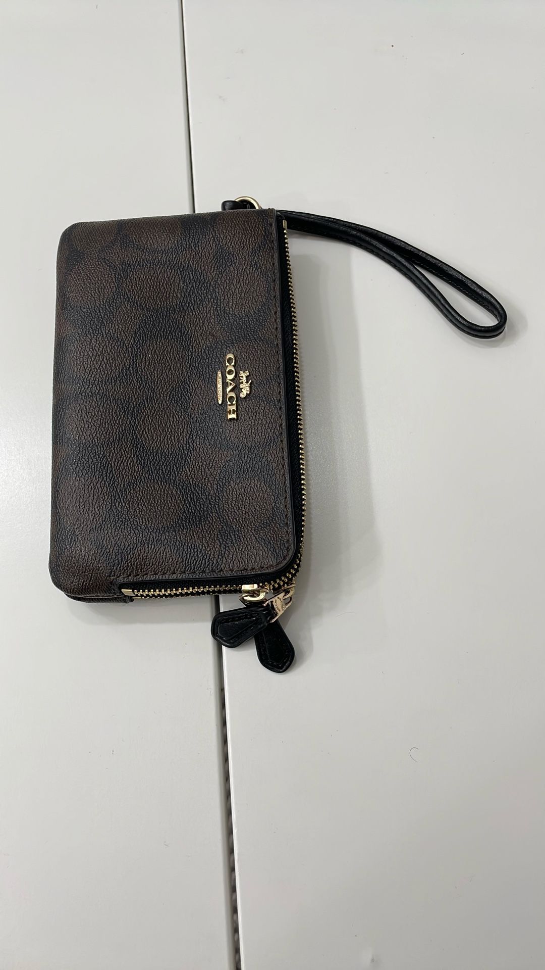 Double Zipper Coach Wristlet 