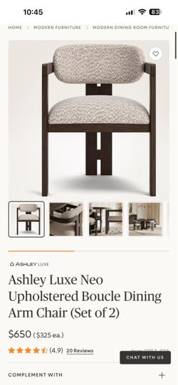 Ashley Luxe Neo Boucle Dining Arm Chair of1
