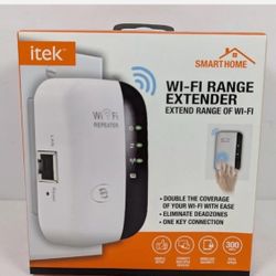 itek Smart Home Wi-Fi Range Extender 300 Mbps Covers up to 1,000 Sq. Ft.