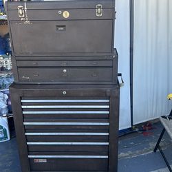 Kennedy tool boxes & Craftsman Rolling Cabinet and the two and a top Kennedy